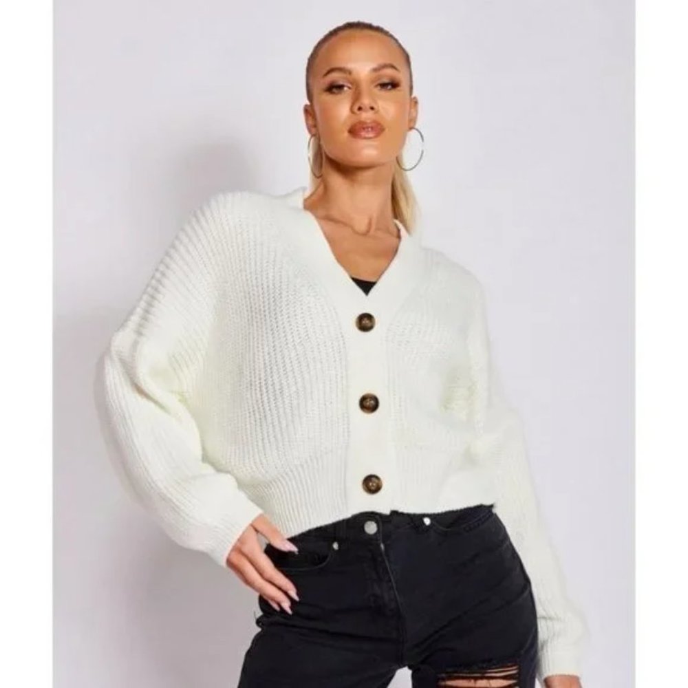 Knitted Long Sleeve V-Neck Loose Fit Cardigan Sweater - Picture 11 of 14